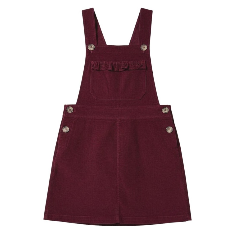 Love & Piece Corduroy Pinafore Overall Dress Small Burgundy Dark Academia Preppy